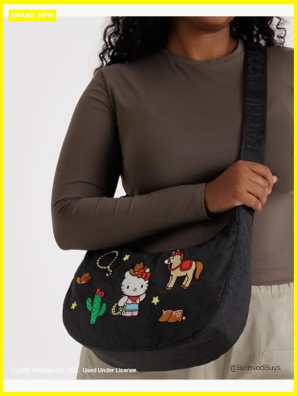 Medium Nylon Crescent Crossbody Bag Hobo Adjustable Strap Machine Washable